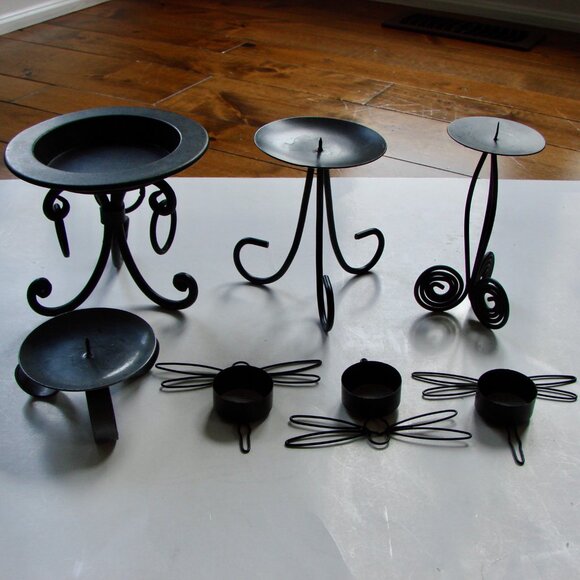 8 Black Candle Tealight Holders Metal Dragonfly Whimsigoth Goth Decor - Picture 1 of 15